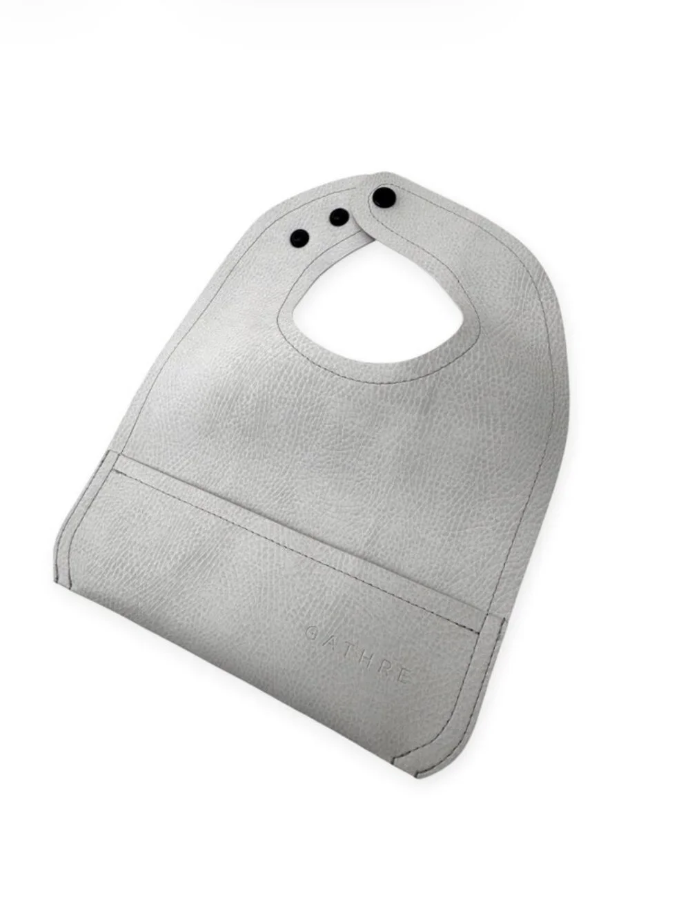 Gathre Vegan Leather Baby Bib Set of 2 Gray Pocket Bibs Weaning Feeding